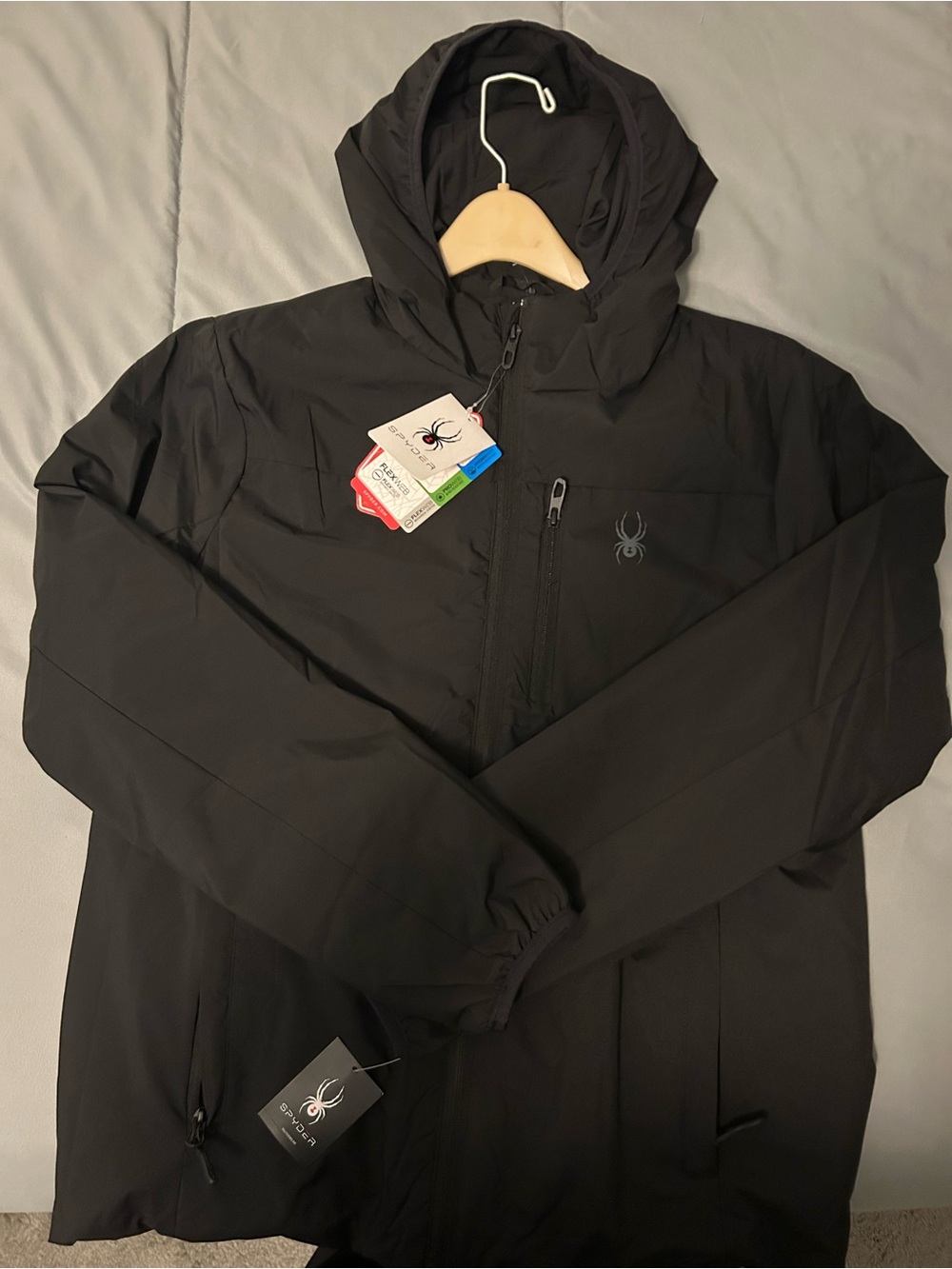 Spyder Men's Black Hooded Puffer Winter Coat Small New With Tags!!
